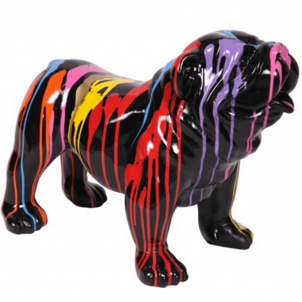 Statue Chien Bouledogue Anglais Animaux Resine - 30cm - Multi Coulure Noir - ANIMAUX-RESINE.FR (8904869019988)