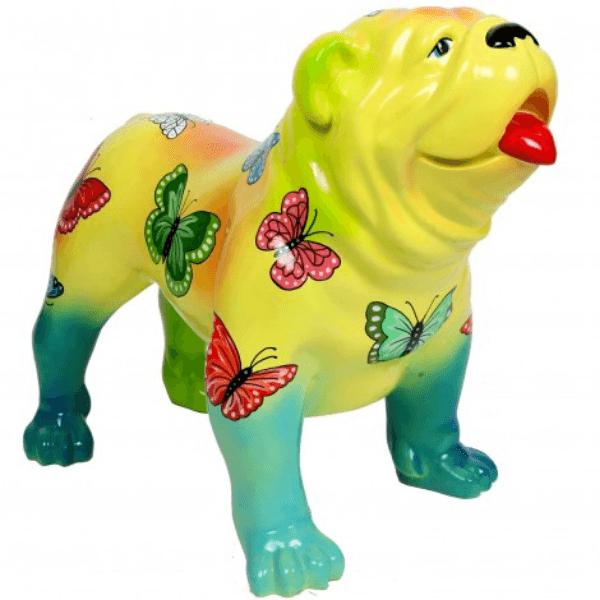 Statue Chien Bouledogue Anglais Animaux Resine - 30cm - Papillons - ANIMAUX-RESINE.FR (8904860959060)