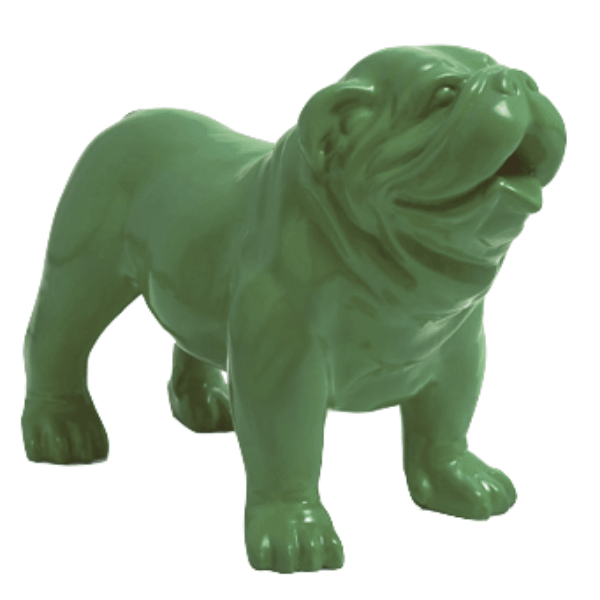 Statue Chien Bouledogue Anglais Animaux Resine - 30cm - Vert Kaki - ANIMAUX-RESINE.FR