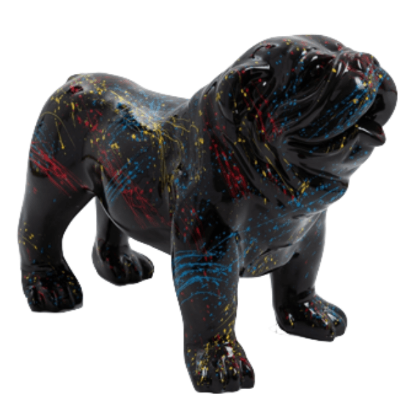 Statue Chien Bouledogue Anglais Animaux Resine - 60cm - Graffiti Noir - ANIMAUX-RESINE.FR (8904857977172)