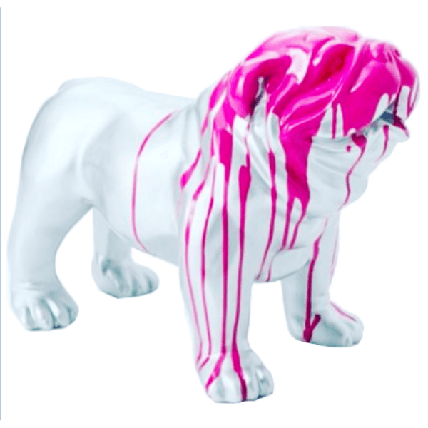 Statue Chien Bouledogue Anglais Animaux Resine - 90cm - Coulure Rose - ANIMAUX-RESINE.FR (8904855912788)