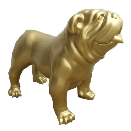 Statue Chien Bouledogue Anglais Animaux Resine - 90cm - Doré - ANIMAUX-RESINE.FR