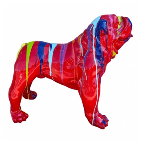 Statue Chien Bouledogue Anglais Animaux Resine - 90cm - Multi Coulure Rouge - ANIMAUX-RESINE.FR (8904852275540)