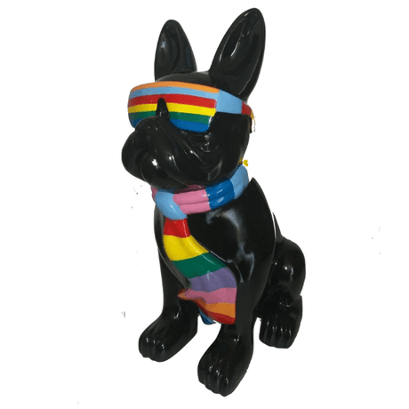 Statue Chien Bouledogue Francais Animaux Resine - 120cm - Berlingot Noir - ANIMAUX-RESINE.FR