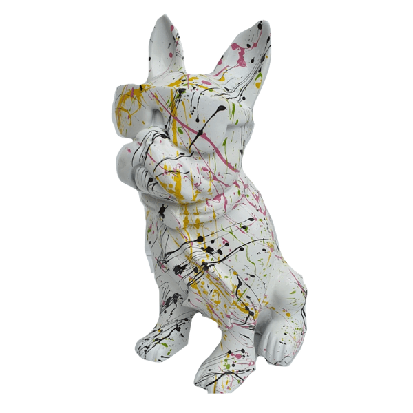 Statue Chien Bouledogue Francais Animaux Resine - 120cm - Graffiti Blanc - ANIMAUX-RESINE.FR (8904817082708)