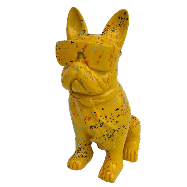 Statue Chien Bouledogue Francais Animaux Resine - 120cm - Graffiti Jaune - ANIMAUX-RESINE.FR (8904816689492)