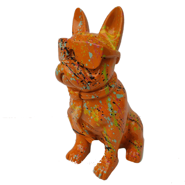 Statue Chien Bouledogue Francais Animaux Resine - 120cm - Graffiti Orange - ANIMAUX-RESINE.FR (8904816918868)