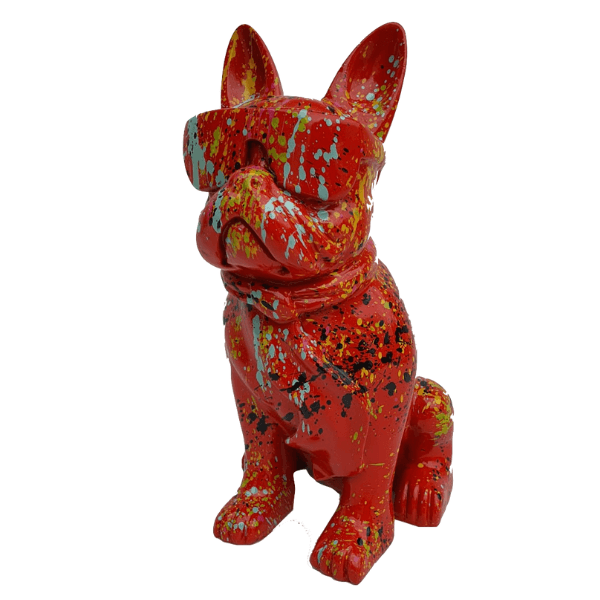 Statue Chien Bouledogue Francais Animaux Resine - 120cm - Graffiti Rouge - ANIMAUX-RESINE.FR (8904816984404)