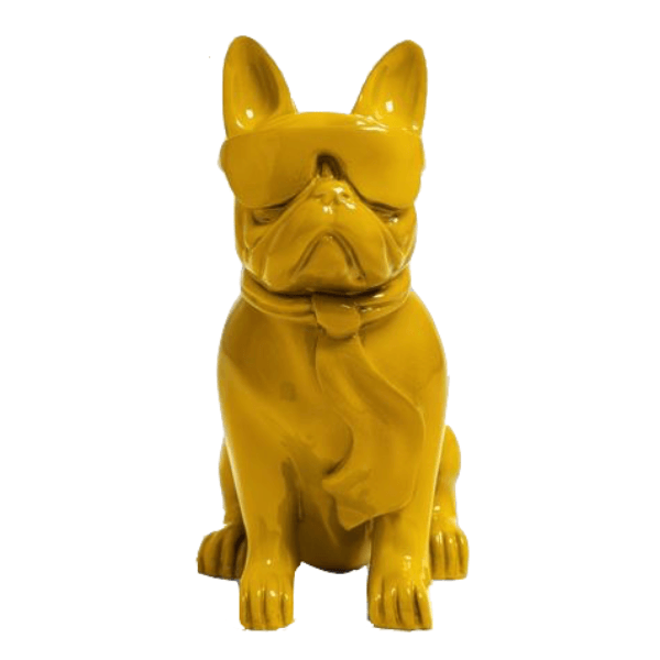 Statue Chien Bouledogue Francais Animaux Resine - 120cm - Jaune - ANIMAUX-RESINE.FR