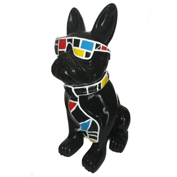 Statue Chien Bouledogue Francais Animaux Resine - 120cm - Mondrian Noir - ANIMAUX-RESINE.FR