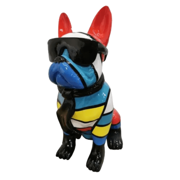 Statue Chien Bouledogue Francais Animaux Resine - 120cm - Schtroumpf - ANIMAUX-RESINE.FR