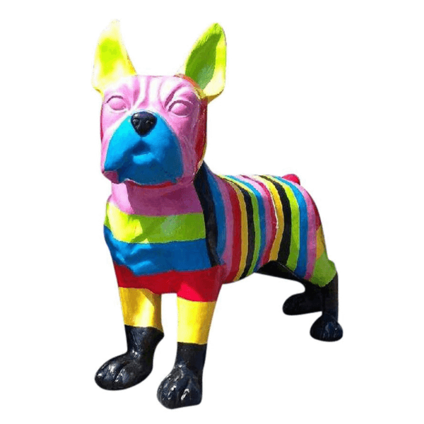 Statue Chien Bouledogue Francais Animaux Resine - 180cm - Berlingot Multi - ANIMAUX-RESINE.FR