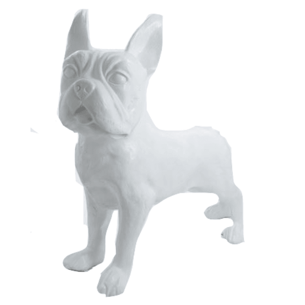 Statue Chien Bouledogue Francais Animaux Resine - 180cm - Blanc - ANIMAUX-RESINE.FR