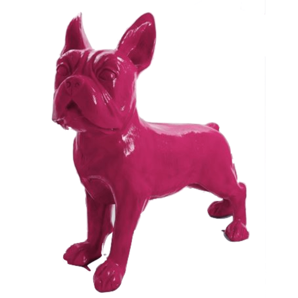 Statue Chien Bouledogue Francais Animaux Resine - 180cm - Rose Fushia - ANIMAUX-RESINE.FR