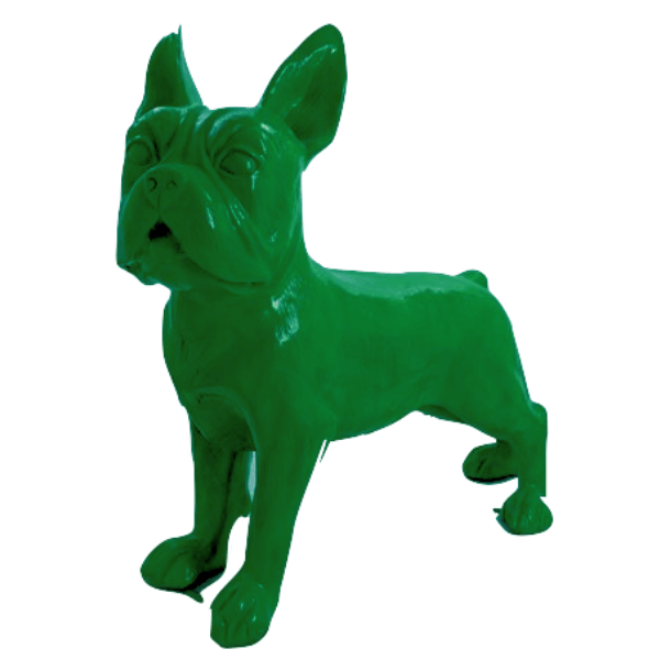 Statue Chien Bouledogue Francais Animaux Resine - 180cm - Vert - ANIMAUX-RESINE.FR