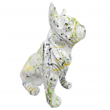 Statue Chien Bouledogue Francais Animaux Resine - 30cm - Graffiti Blanc - ANIMAUX-RESINE.FR