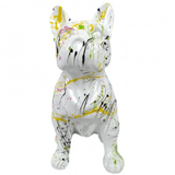 Statue Chien Bouledogue Francais Animaux Resine - 30cm - Graffiti Blanc - ANIMAUX-RESINE.FR