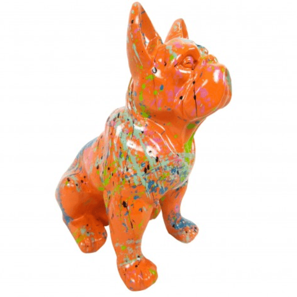 Statue Chien Bouledogue Francais Animaux Resine - 30cm - Graffiti Orange - ANIMAUX-RESINE.FR (8904833761620)