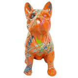 Statue Chien Bouledogue Francais Animaux Resine - 30cm - Graffiti Orange - ANIMAUX-RESINE.FR (8904833761620)