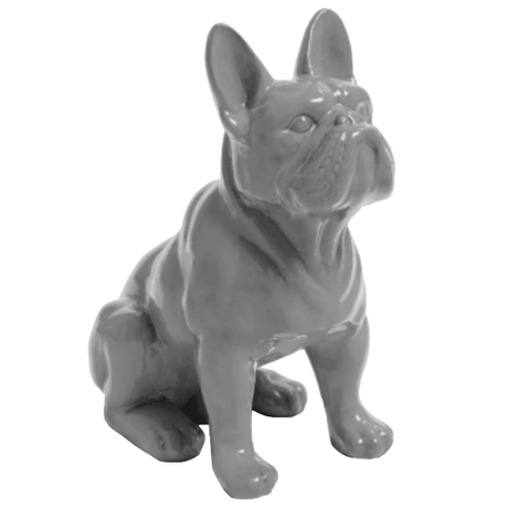 Statue Chien Bouledogue Francais Animaux Resine - 30cm - Gris - ANIMAUX-RESINE.FR