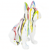 Statue Chien Bouledogue Francais Animaux Resine - 30cm - Multi Coulure Blanc - ANIMAUX-RESINE.FR