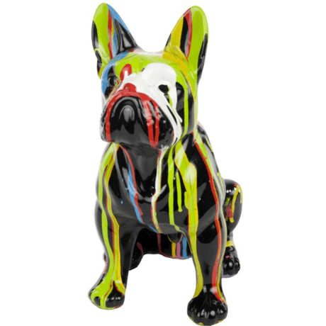 Statue Chien Bouledogue Francais Animaux Resine - 30cm - Multi Coulure Noir - ANIMAUX-RESINE.FR (8904838086996)