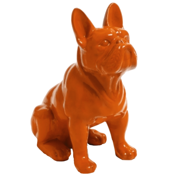 Statue Chien Bouledogue Francais Animaux Resine - 30cm - Orange - ANIMAUX-RESINE.FR