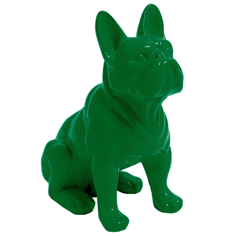 Statue Chien Bouledogue Francais Animaux Resine - 30cm - Vert - ANIMAUX-RESINE.FR