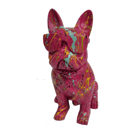 Statue Chien Bouledogue Francais Animaux Resine - 35cm - Graffiti Rose - ANIMAUX-RESINE.FR (8904831336788)