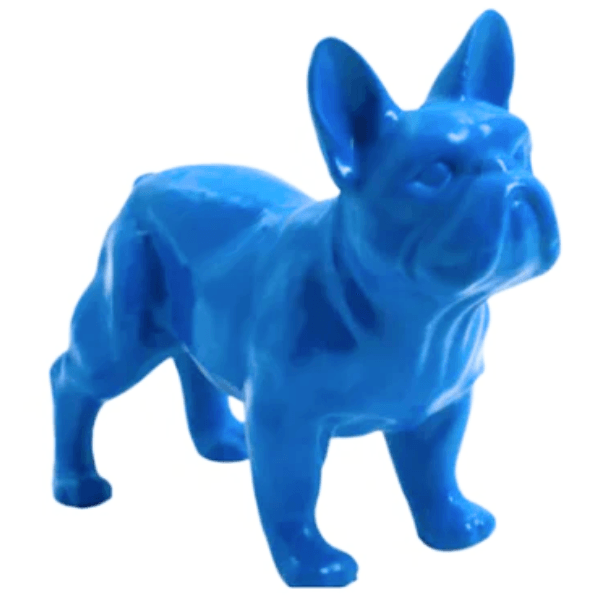 Statue Chien Bouledogue Francais Animaux Resine - 45cm - Bleu Ciel - ANIMAUX-RESINE.FR