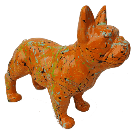 Statue Chien Bouledogue Francais Animaux Resine - 45cm - Graffiti Orange - ANIMAUX-RESINE.FR (8904827896148)