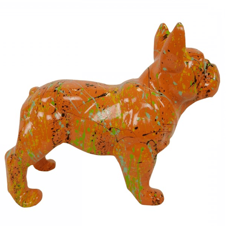 Statue Chien Bouledogue Francais Animaux Resine - 45cm - Graffiti Orange - ANIMAUX-RESINE.FR (8904827896148)