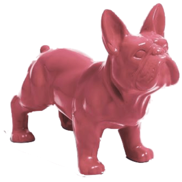 Statue Chien Bouledogue Francais Animaux Resine - 45cm - Rose Clair - ANIMAUX-RESINE.FR