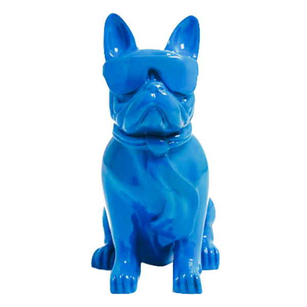 Statue Chien Bouledogue Francais Animaux Resine - 60cm - Bleu Ciel - ANIMAUX-RESINE.FR