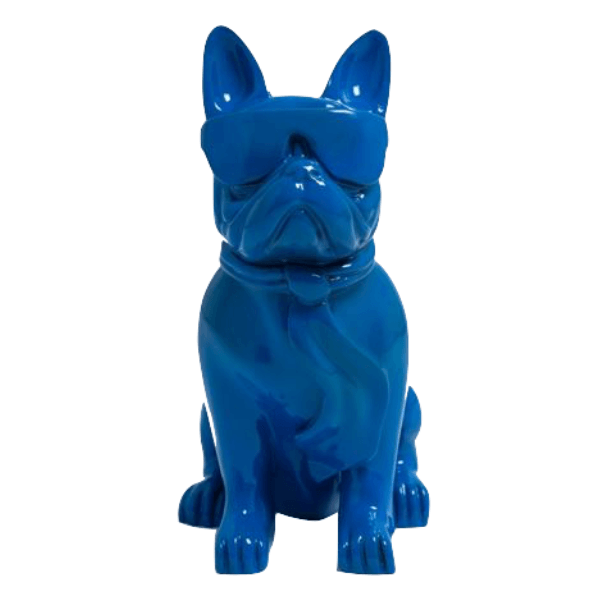 Statue Chien Bouledogue Francais Animaux Resine - 60cm - Bleu Nuit - ANIMAUX-RESINE.FR