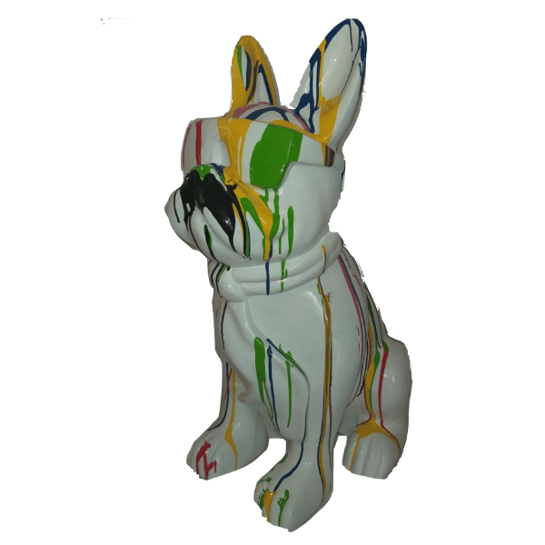 Statue Chien Bouledogue Francais Animaux Resine - 60cm - Multi Coulure Blanc - ANIMAUX-RESINE.FR (8904838906196)