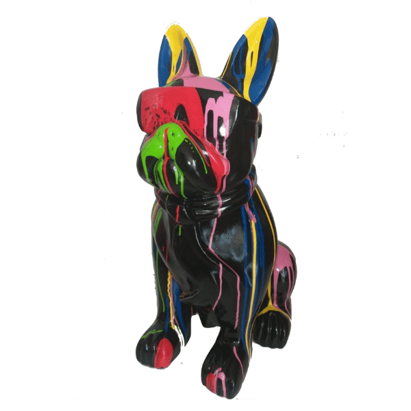 Statue Chien Bouledogue Francais Animaux Resine - 80cm - Multi Coulure Noir - ANIMAUX-RESINE.FR (8904856437076)