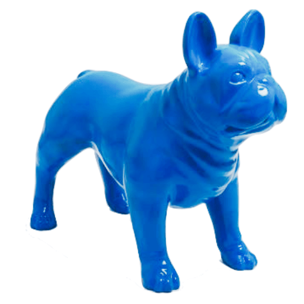 Statue Chien Bouledogue Francais Animaux Resine - 90cm - Bleu Ciel - ANIMAUX-RESINE.FR