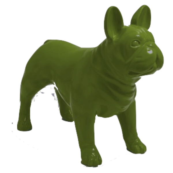 Statue Chien Bouledogue Francais Animaux Resine - 90cm - Vert Kaki - ANIMAUX-RESINE.FR (8904777924948)