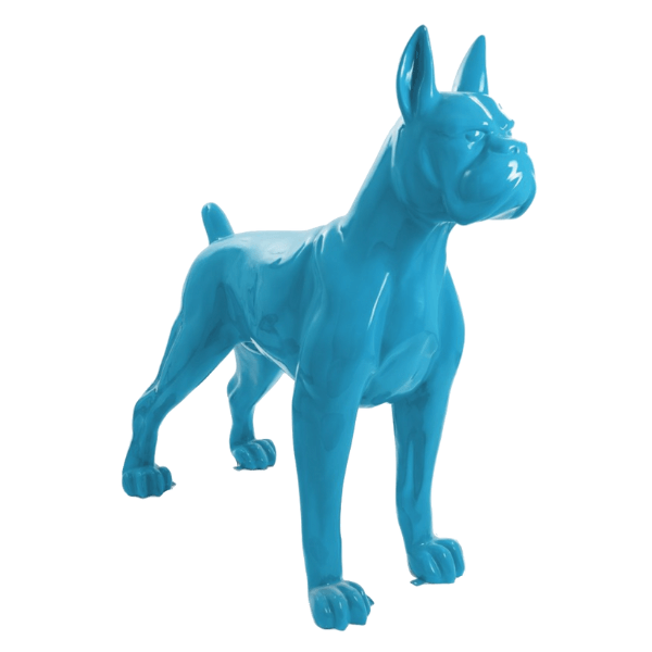 Statue Chien Boxer Animaux Resine - 110cm - Bleu Ciel - ANIMAUX-RESINE.FR