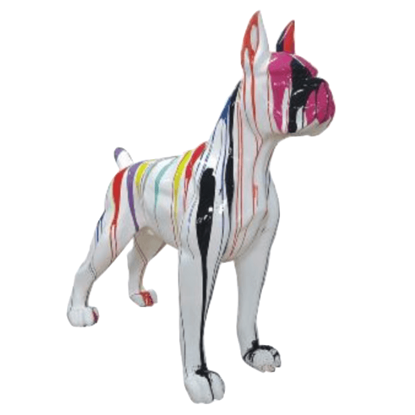 Statue Chien Boxer Animaux Resine - 110cm - Multi Coulure Blanc - ANIMAUX-RESINE.FR (8904807383380)