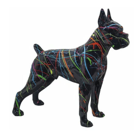 Statue Chien Boxer Animaux Resine - 50cm - Graffiti Noir - ANIMAUX-RESINE.FR (8904811577684)