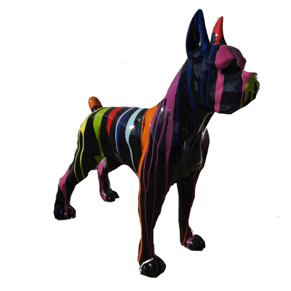 Statue Chien Boxer Animaux Resine - 50cm - Multi Coulure Noir - ANIMAUX-RESINE.FR