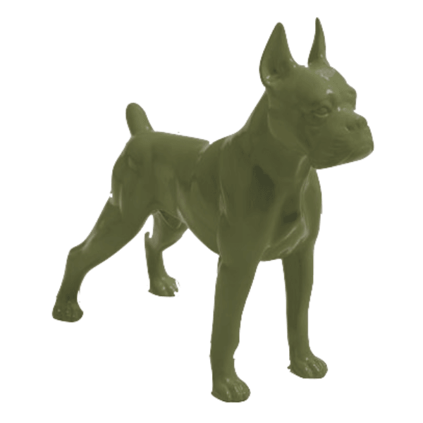 Statue Chien Boxer Animaux Resine - 50cm - Vert Kaki - ANIMAUX-RESINE.FR