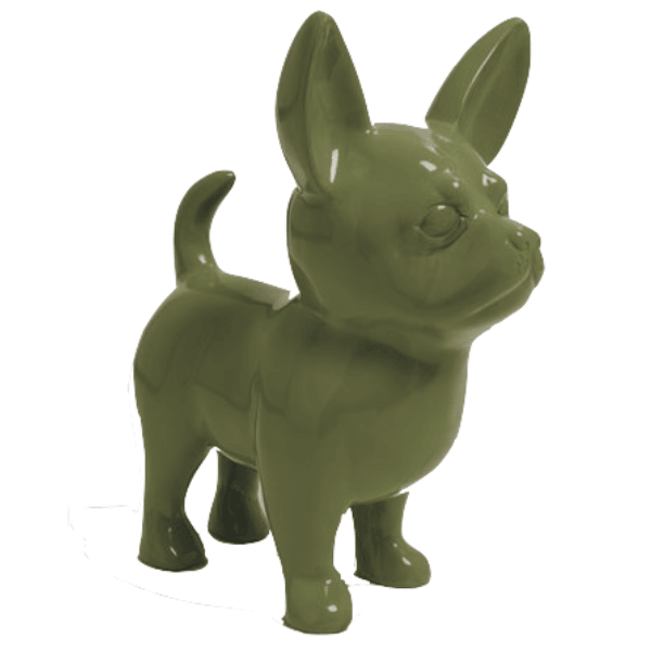 Statue Chien Chihuahua Animaux Resine - 170cm -Vert Kaki - ANIMAUX-RESINE.FR