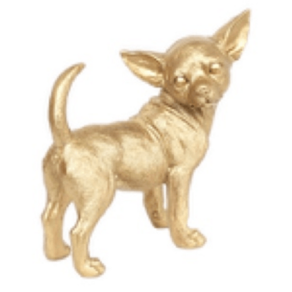 Statue Chien Chihuahua Animaux Resine - 30cm - Doré - ANIMAUX-RESINE.FR