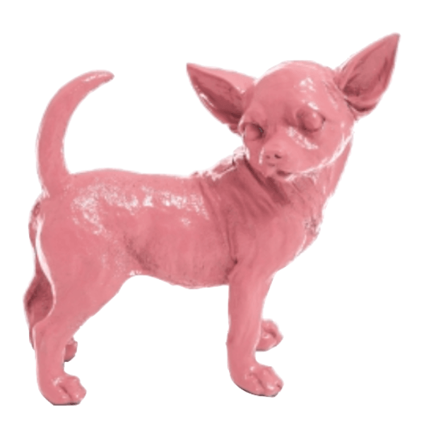 Statue Chien Chihuahua Animaux Resine - 30cm - Rose Clair - ANIMAUX-RESINE.FR (8904804925780)