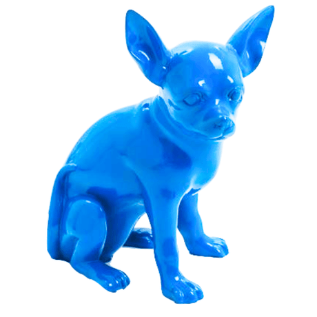 Statue Chien Chihuahua Animaux Resine - 40cm - Bleu Ciel - ANIMAUX-RESINE.FR