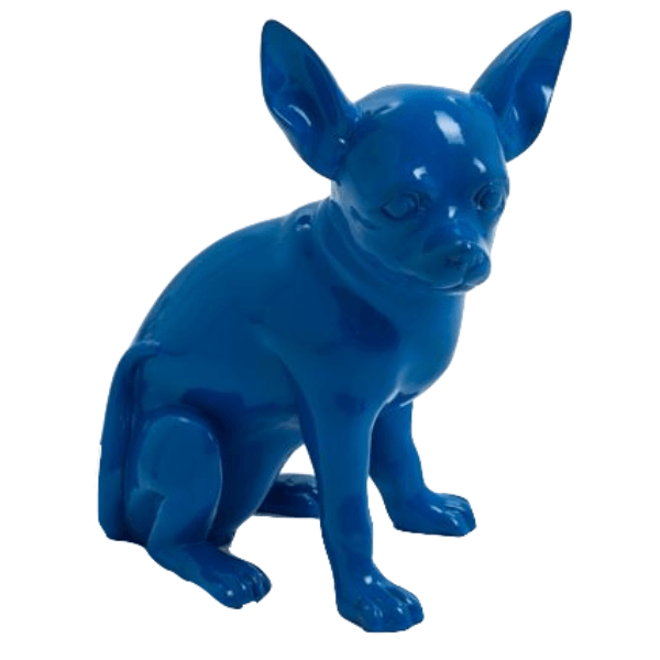 Statue Chien Chihuahua Animaux Resine - 40cm - Bleu Nuit - ANIMAUX-RESINE.FR