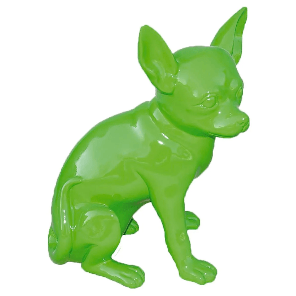 Statue Chien Chihuahua Animaux Resine - 40cm - Vert Pomme - ANIMAUX-RESINE.FR